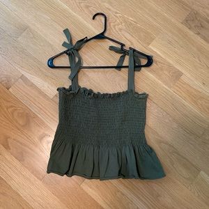 Green ribbed flowy tank top